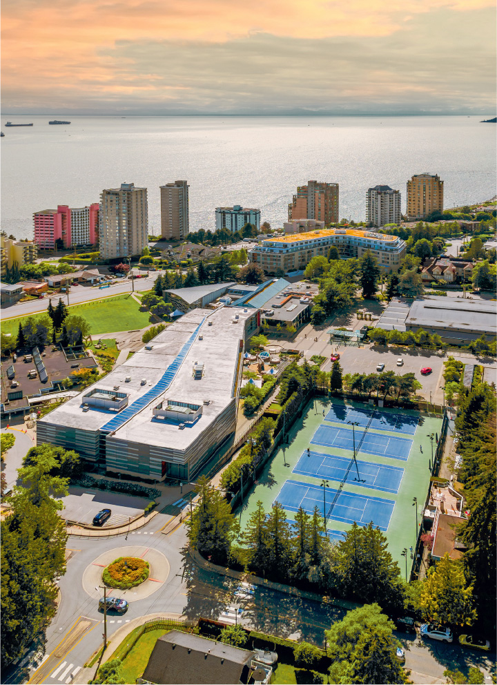 West Vancouver aerial photograph of Community Centre and tennis courts